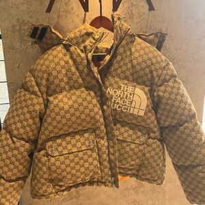 The North Face Kids Tan Patterned Puffer Jacket